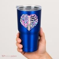 Dead Inside Pink Skeleton Chest Crow Heart Roses Halloween Gift Tumbler thumb 2