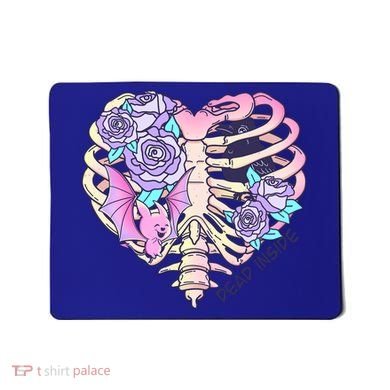 Dead Inside Pink Skeleton Chest Crow Heart Roses Halloween Gift Mousepad