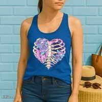 Dead Inside Pink Skeleton Chest Crow Heart Roses Halloween Gift Women's Tank Top thumb 2