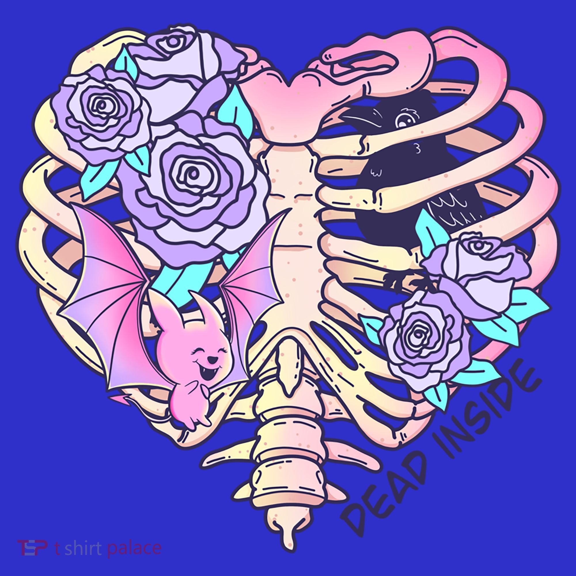 Dead Inside Pink Skeleton Chest Crow Heart Roses Halloween Gift Women's Tank Top