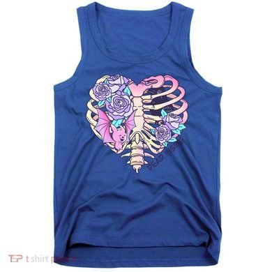 Dead Inside Pink Skeleton Chest Crow Heart Roses Halloween Gift Tank Top