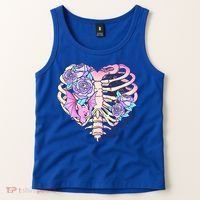 Dead Inside Pink Skeleton Chest Crow Heart Roses Halloween Gift Tank Top thumb 2