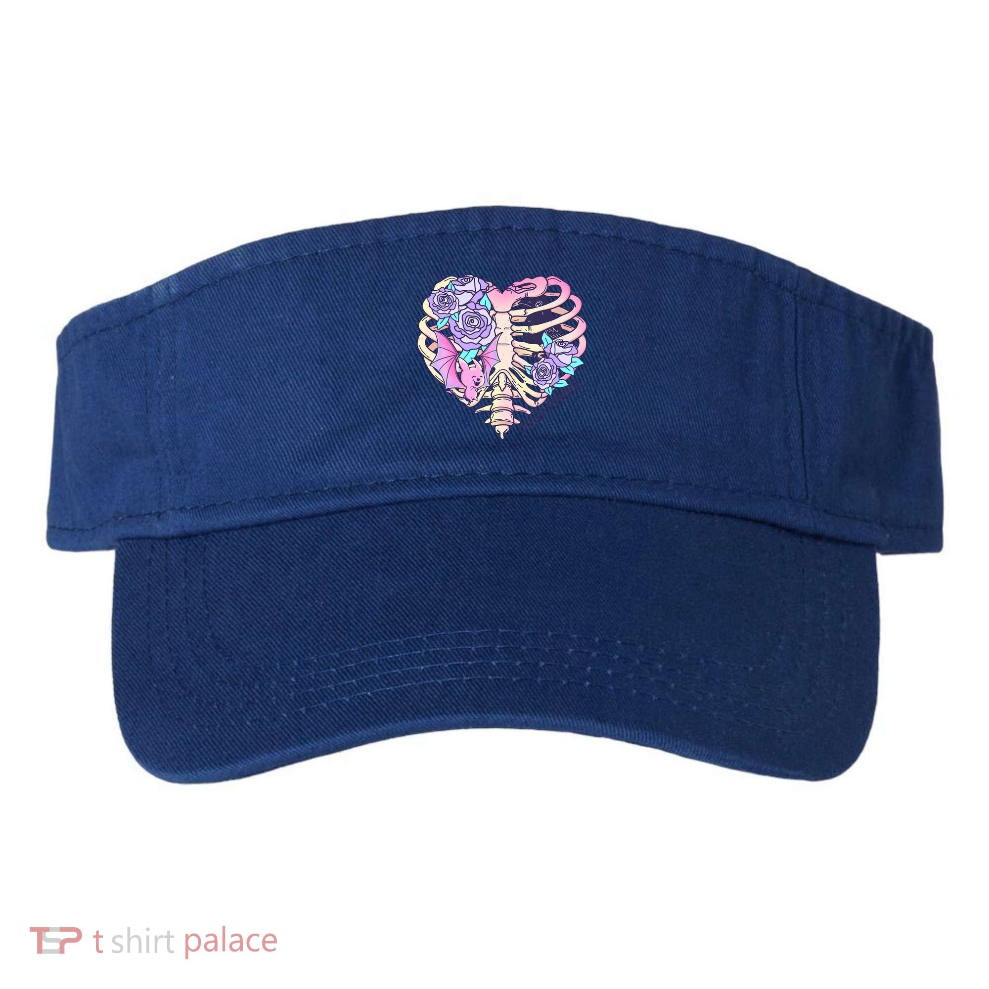 Dead Inside Pink Skeleton Chest Crow Heart Roses Halloween Gift Visor