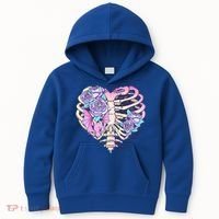 Dead Inside Pink Skeleton Chest Crow Heart Roses Halloween Gift Kids Hoodie thumb 0