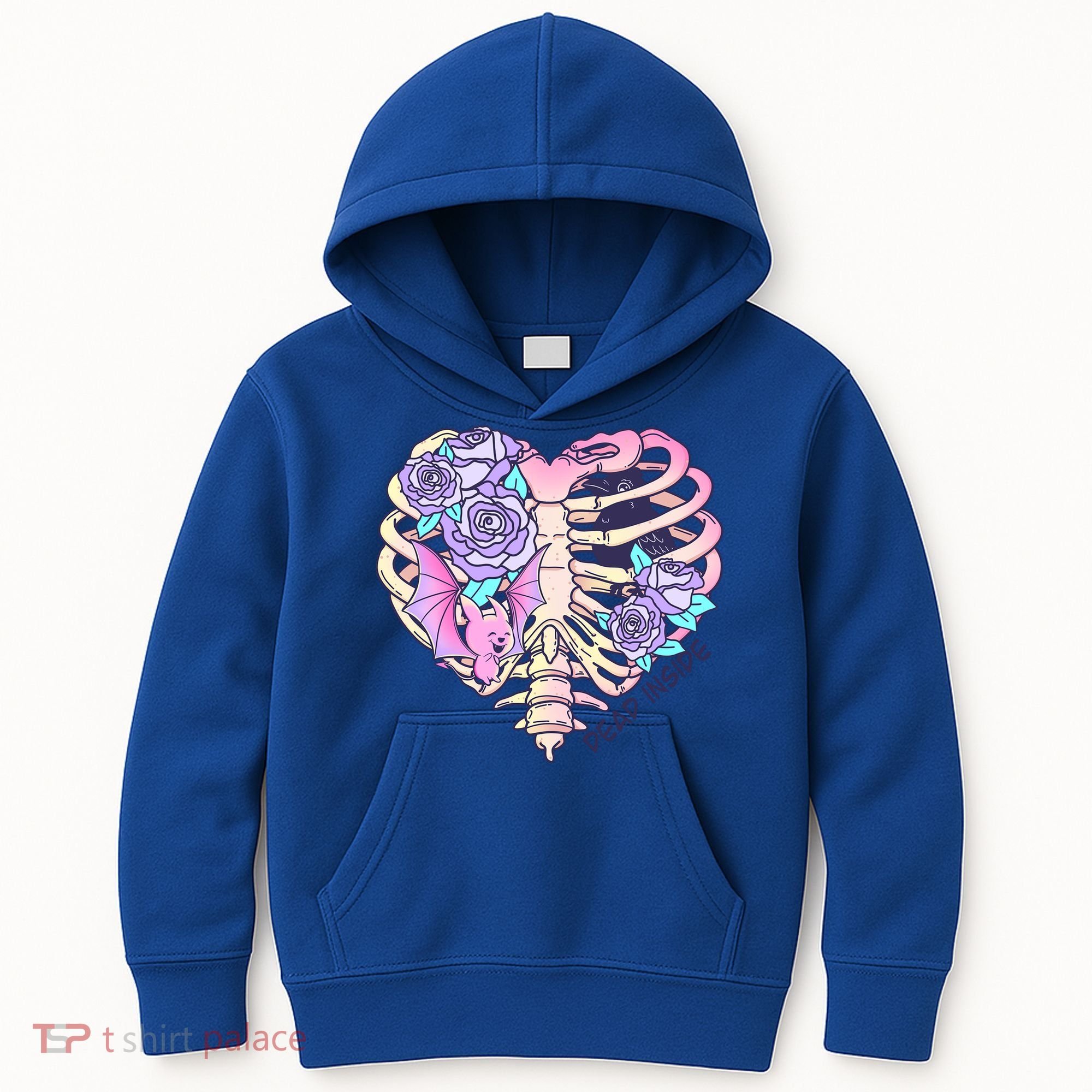 Dead Inside Pink Skeleton Chest Crow Heart Roses Halloween Gift Kids Hoodie
