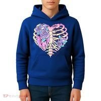 Dead Inside Pink Skeleton Chest Crow Heart Roses Halloween Gift Kids Hoodie thumb 4
