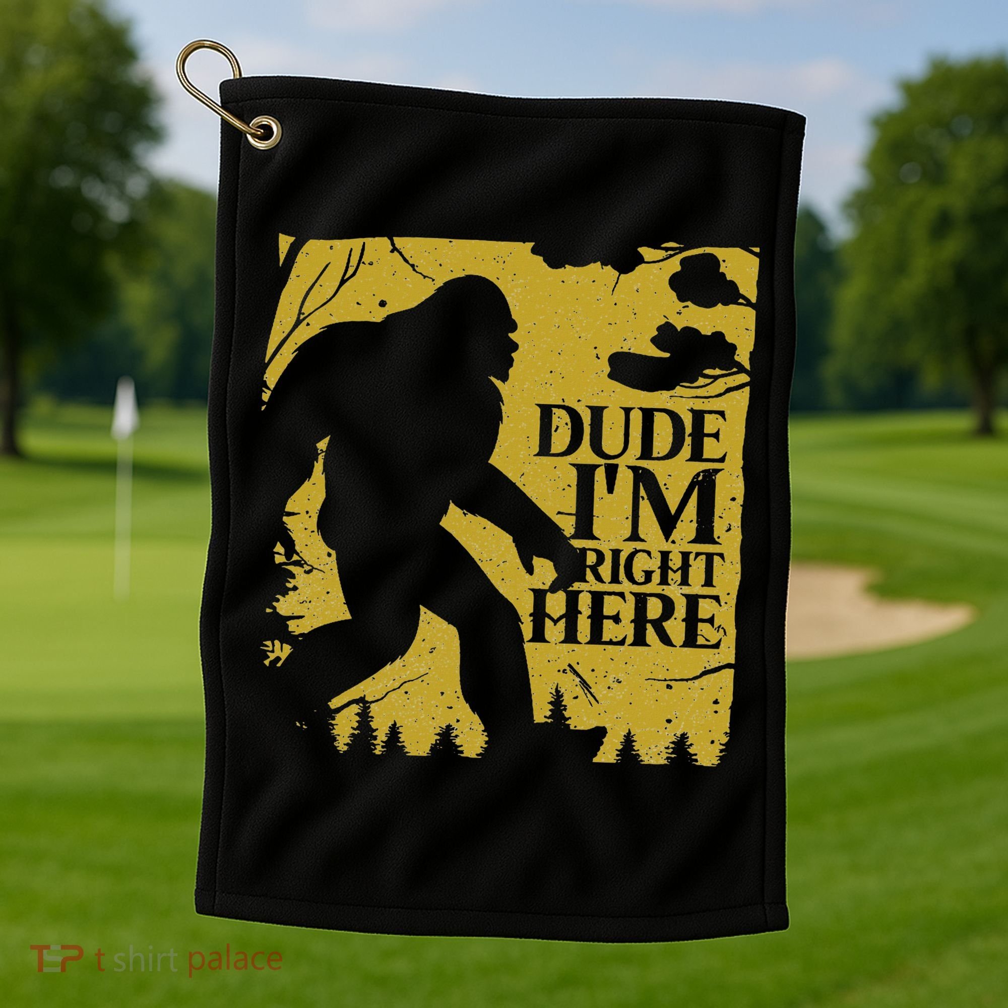 Dude I'm Right Here I Bigfoot Sasquatch Gift Golf Towel