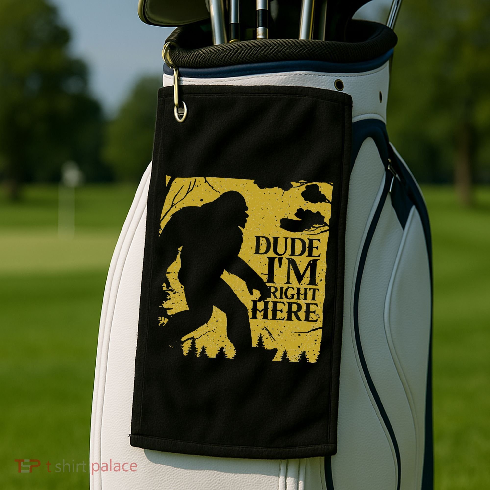 Dude I'm Right Here I Bigfoot Sasquatch Gift Golf Towel