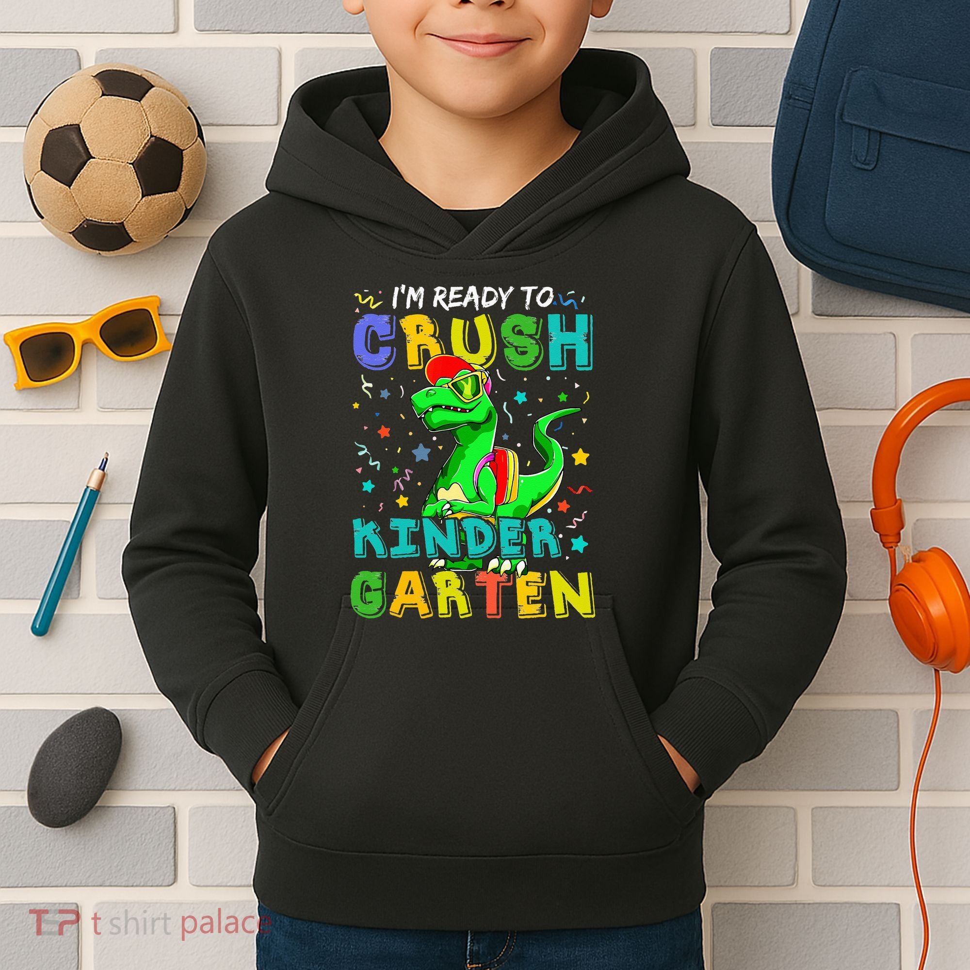 Dinosaur I'm Ready To Crush Kindergarten Back To School Kids Hoodie