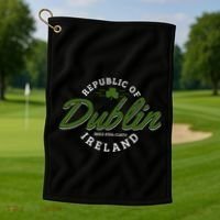 Dublin Ireland Shamrock St Patricks Day Green Souvenir Gift Golf Towel thumb 1