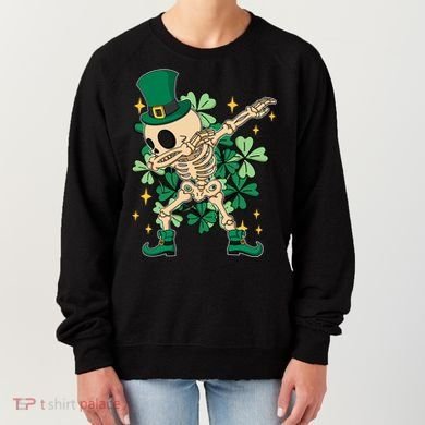 Dabbing Irish Skeleton Clover St Patricks Day Women's Sweatshirt