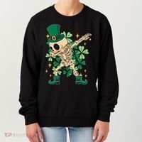 Dabbing Irish Skeleton Clover St Patricks Day Women's Sweatshirt thumb 0