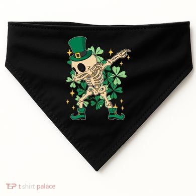Dabbing Irish Skeleton Clover St Patricks Day USA-Made Doggie Bandana