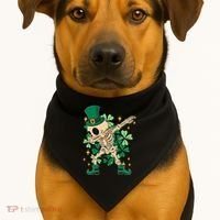 Dabbing Irish Skeleton Clover St Patricks Day USA-Made Doggie Bandana thumb 1