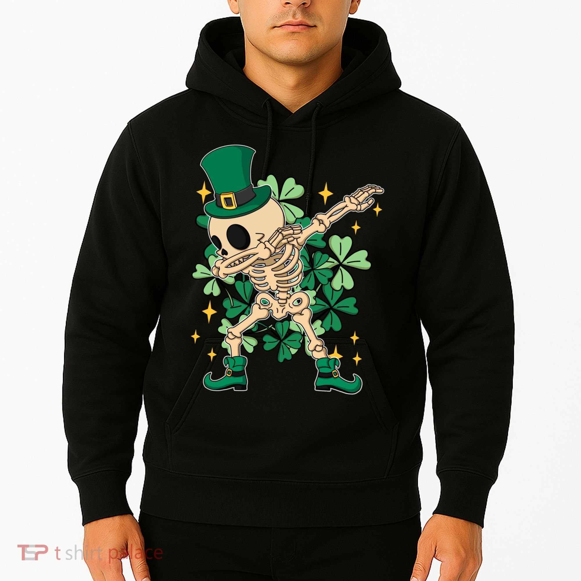 Dabbing Irish Skeleton Clover St Patricks Day Hoodie