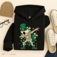 Dabbing Irish Skeleton Clover St Patricks Day Hoodie thumb 4