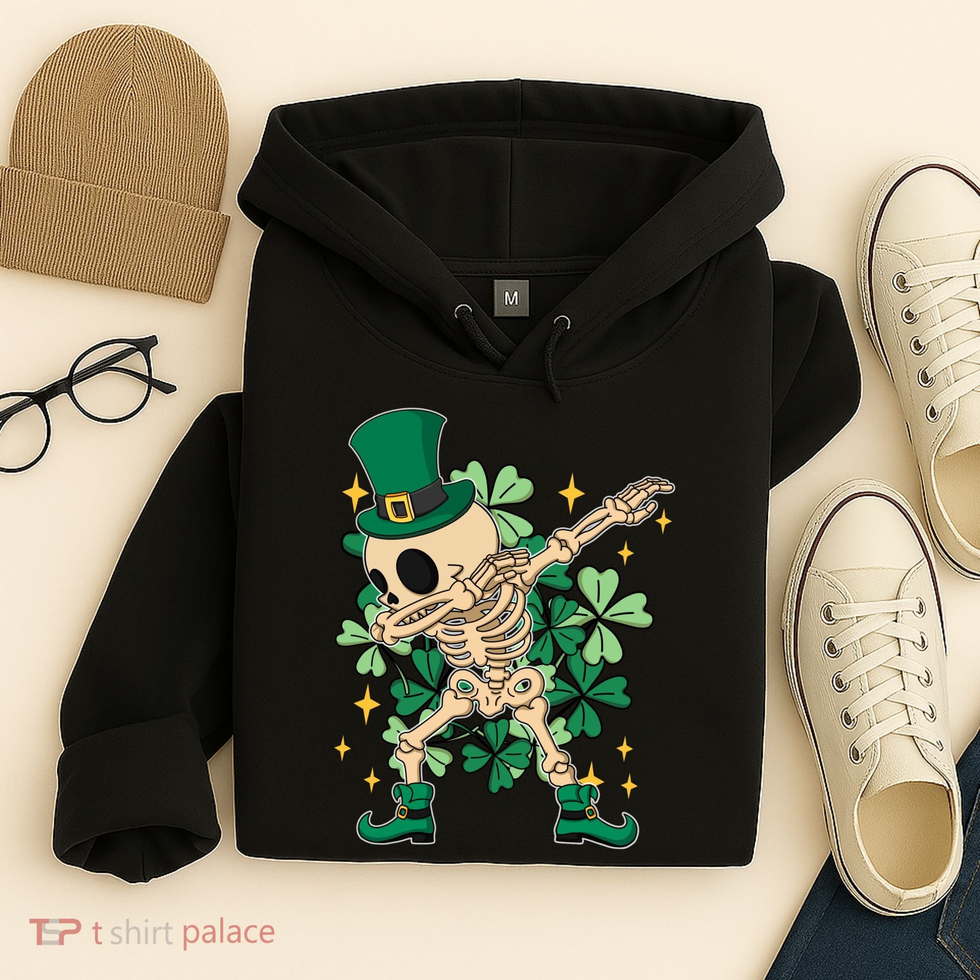 Dabbing Irish Skeleton Clover St Patricks Day Hoodie