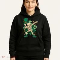 Dabbing Irish Skeleton Clover St Patricks Day Hoodie thumb 5