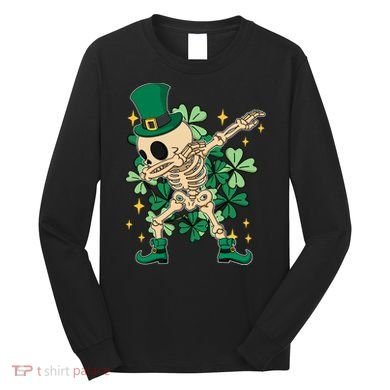 Dabbing Irish Skeleton Clover St Patricks Day Long Sleeve Shirt