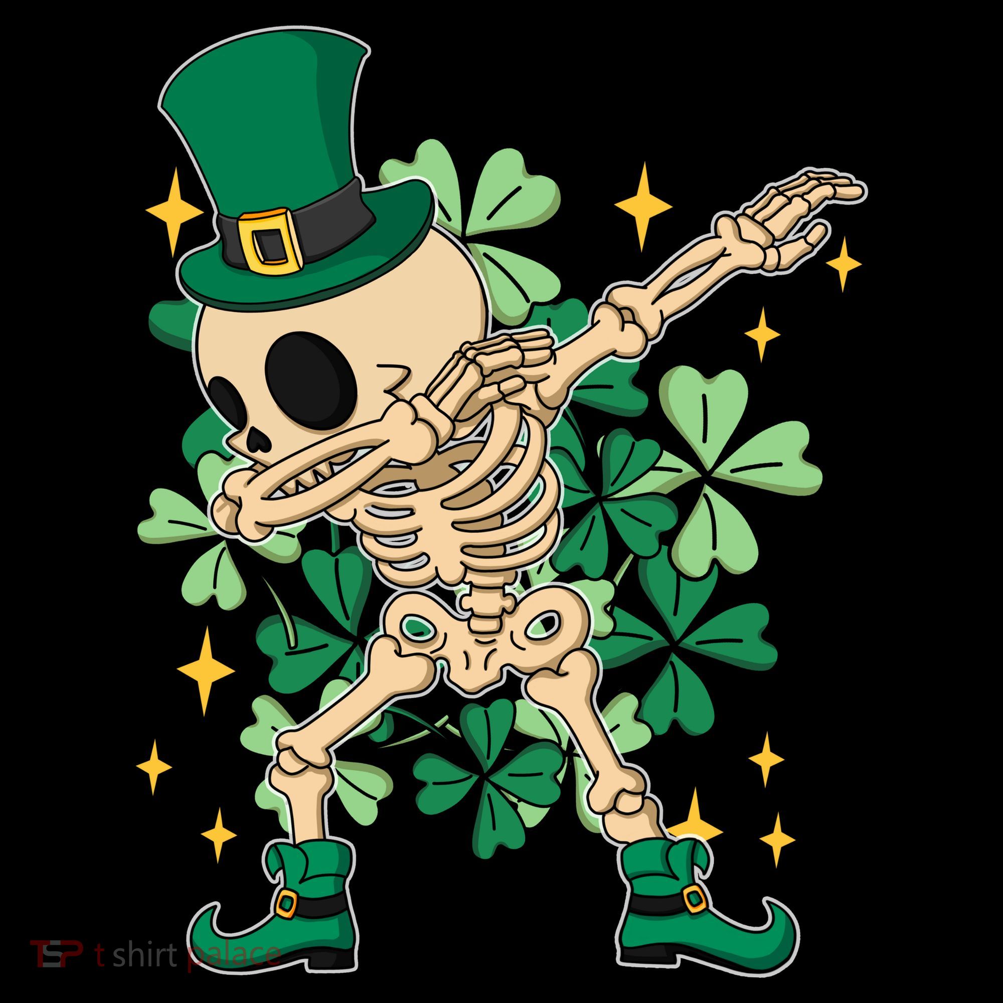 Dabbing Irish Skeleton Clover St Patricks Day Apron