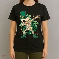 Dabbing Irish Skeleton Clover St Patricks Day T-Shirt thumb 4