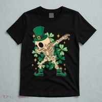 Dabbing Irish Skeleton Clover St Patricks Day T-Shirt thumb 5