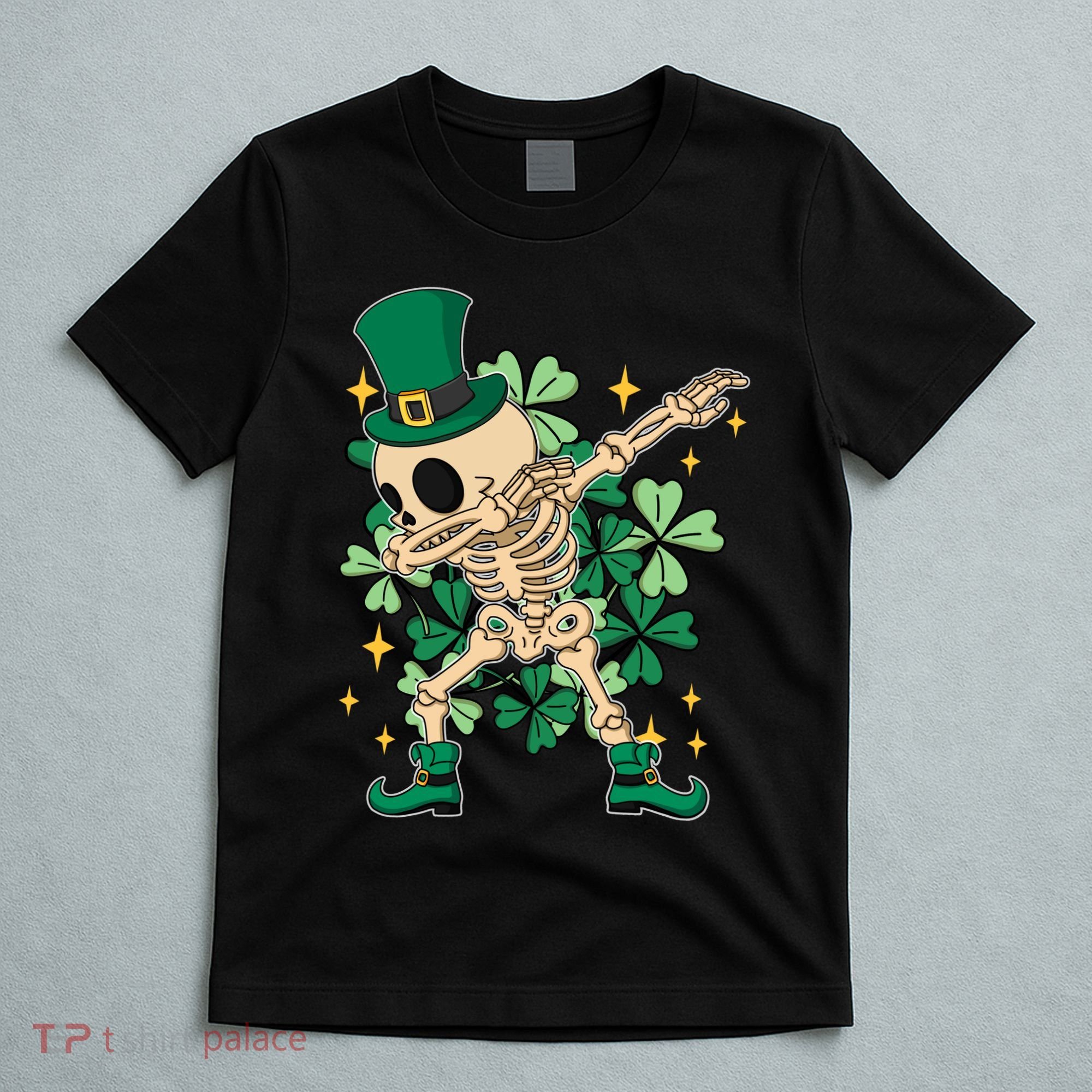 Dabbing Irish Skeleton Clover St Patricks Day T-Shirt