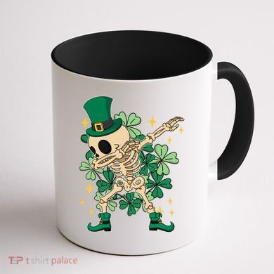 Dabbing Irish Skeleton Clover St Patricks Day Coffee Mug back