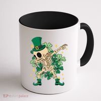 Dabbing Irish Skeleton Clover St Patricks Day Coffee Mug thumb 1