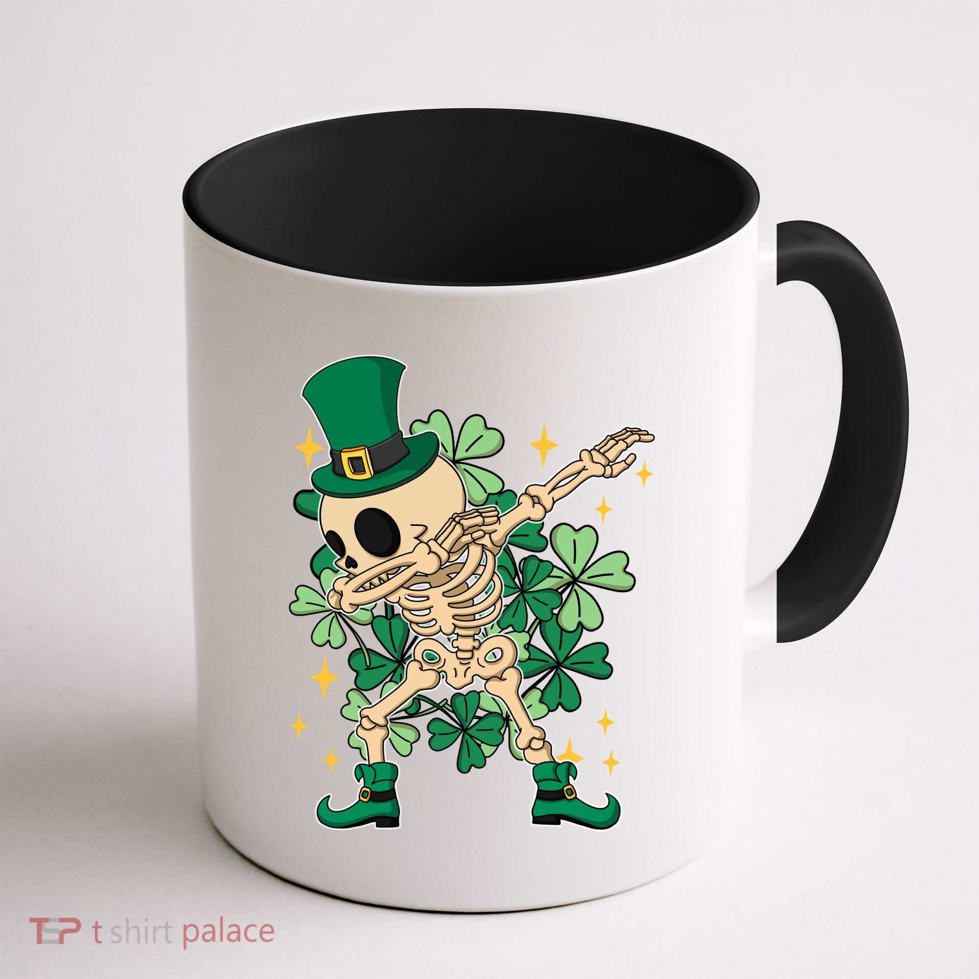 Dabbing Irish Skeleton Clover St Patricks Day Coffee Mug