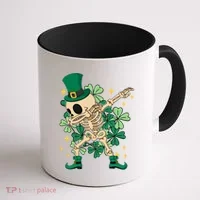 Dabbing Irish Skeleton Clover St Patricks Day Coffee Mug thumb 1