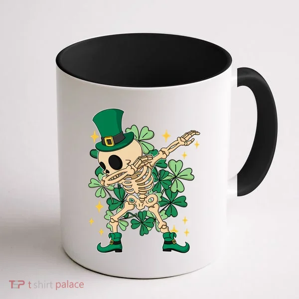 Dabbing Irish Skeleton Clover St Patricks Day Coffee Mug