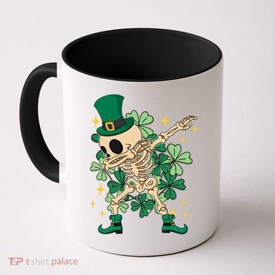 Dabbing Irish Skeleton Clover St Patricks Day Coffee Mug