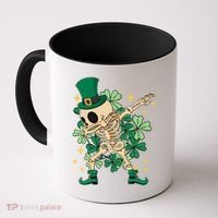 Dabbing Irish Skeleton Clover St Patricks Day Coffee Mug thumb 0