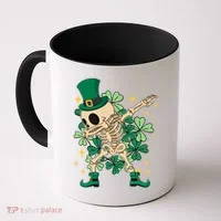 Dabbing Irish Skeleton Clover St Patricks Day Coffee Mug thumb 0