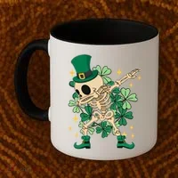 Dabbing Irish Skeleton Clover St Patricks Day Coffee Mug thumb 2