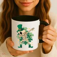 Dabbing Irish Skeleton Clover St Patricks Day Coffee Mug thumb 3