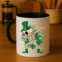 Dabbing Irish Skeleton Clover St Patricks Day Coffee Mug thumb 4