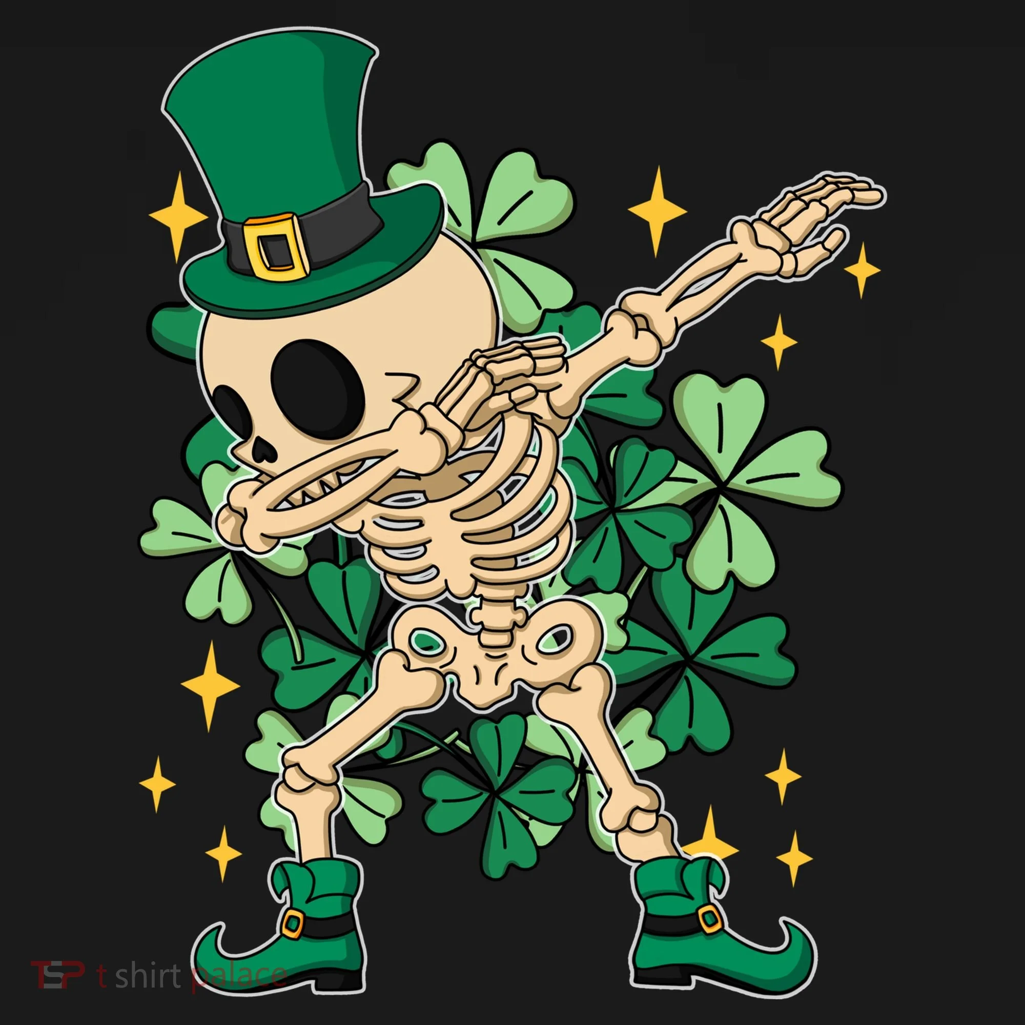 Dabbing Irish Skeleton Clover St Patricks Day Coaster