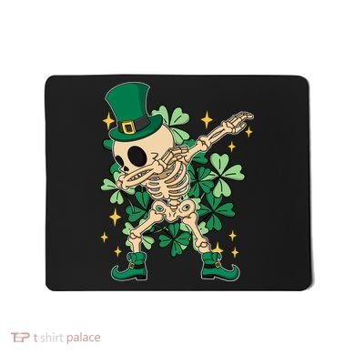 Dabbing Irish Skeleton Clover St Patricks Day Mousepad