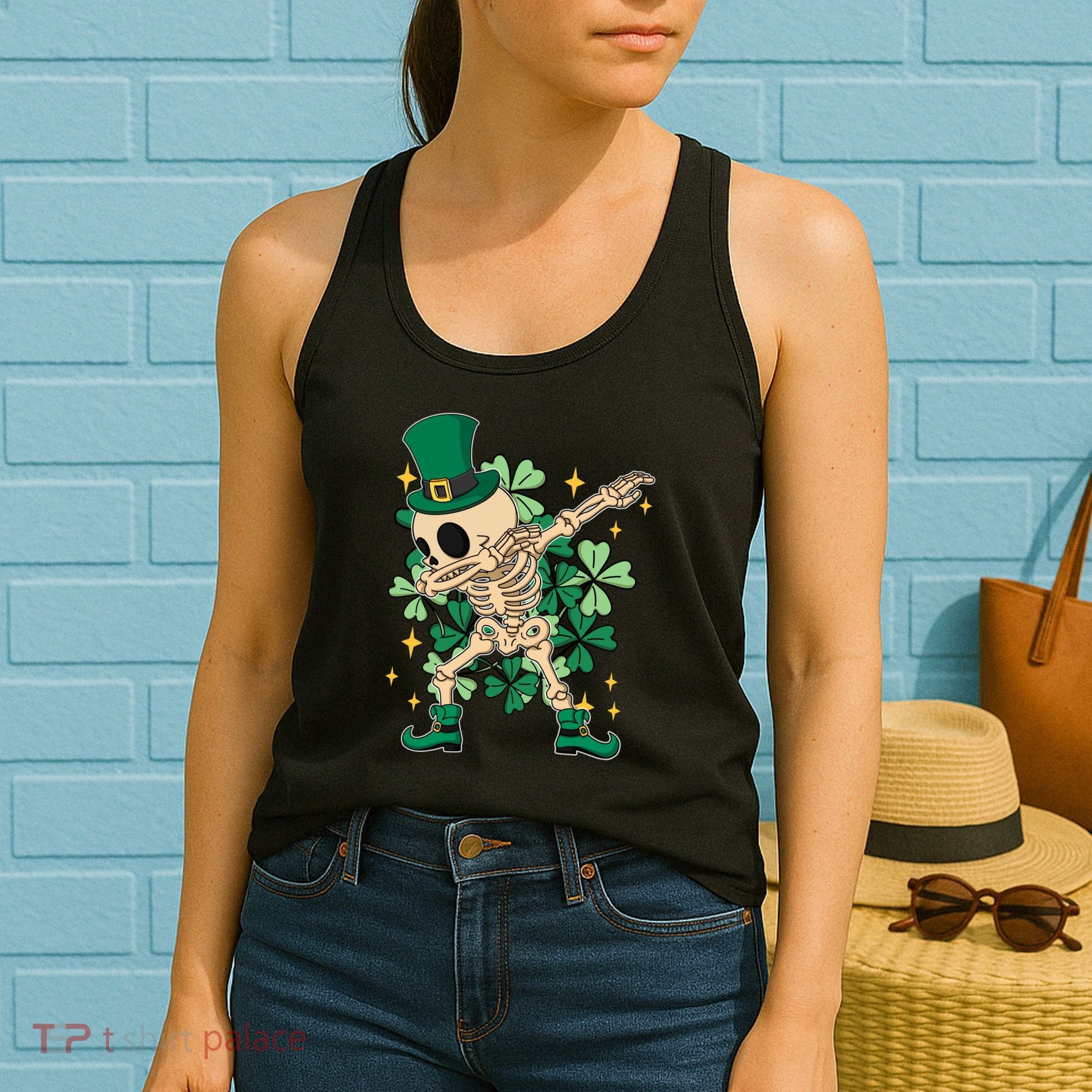 Dabbing Irish Skeleton Clover St Patricks Day Women's Tank Top