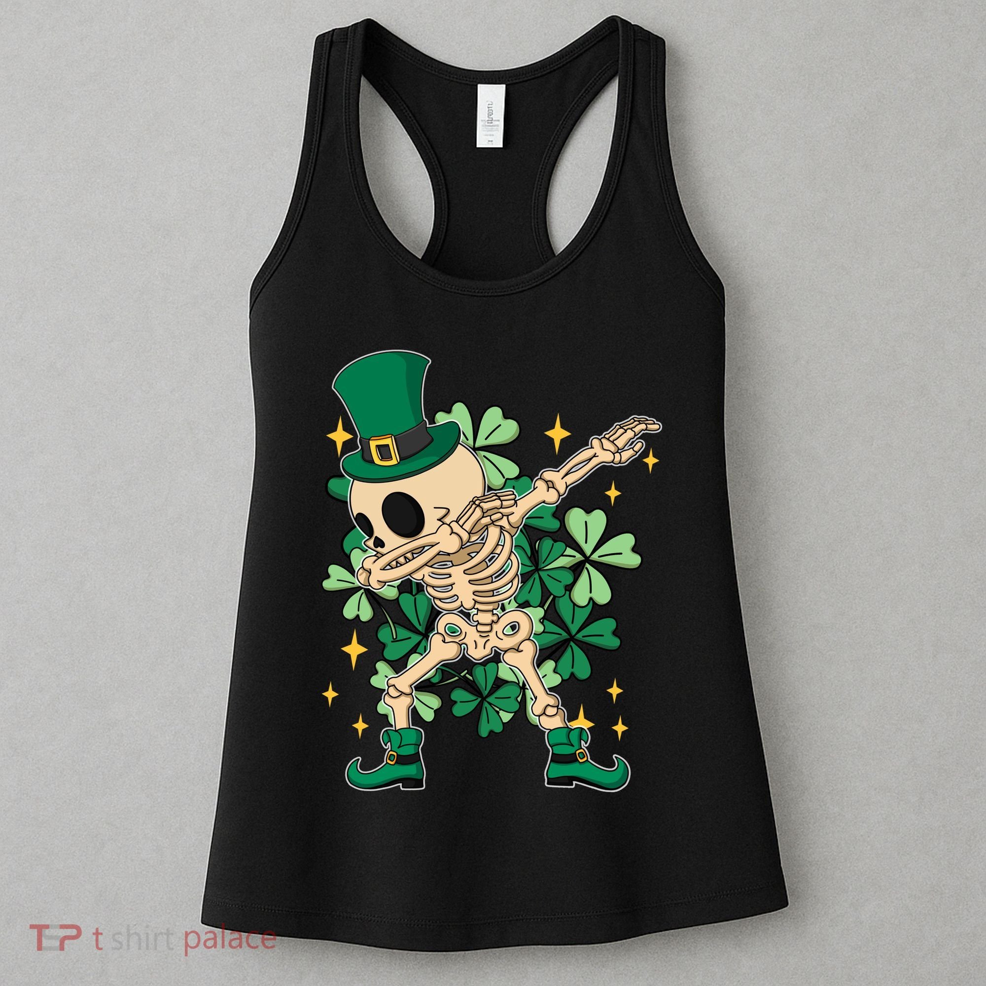 Dabbing Irish Skeleton Clover St Patricks Day Women's Tank Top