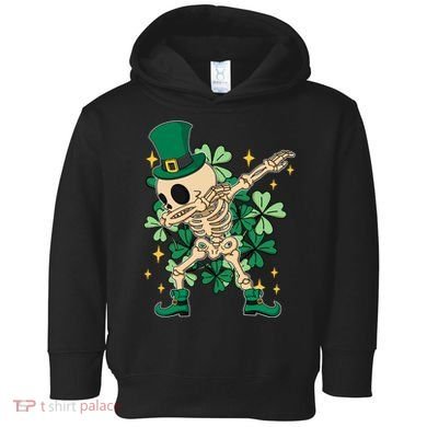 Dabbing Irish Skeleton Clover St Patricks Day Toddler Hoodie