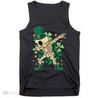Dabbing Irish Skeleton Clover St Patricks Day Tank Top thumb 0