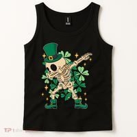 Dabbing Irish Skeleton Clover St Patricks Day Tank Top thumb 2