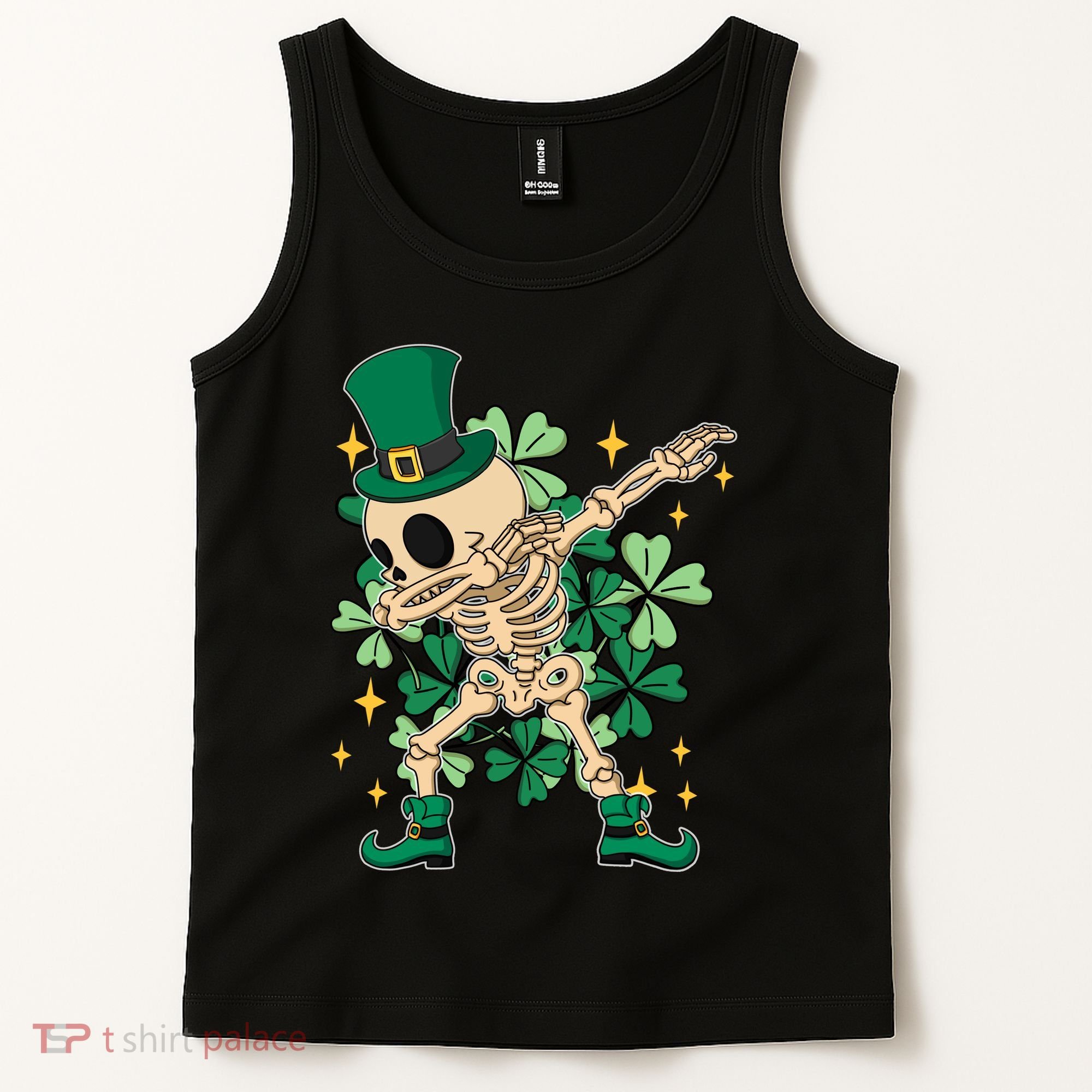 Dabbing Irish Skeleton Clover St Patricks Day Tank Top