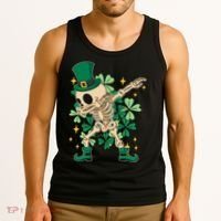 Dabbing Irish Skeleton Clover St Patricks Day Tank Top thumb 3