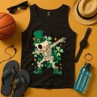 Dabbing Irish Skeleton Clover St Patricks Day Tank Top thumb 4