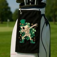 Dabbing Irish Skeleton Clover St Patricks Day Golf Towel thumb 2