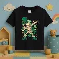 Dabbing Irish Skeleton Clover St Patricks Day Toddler T-Shirt thumb 3